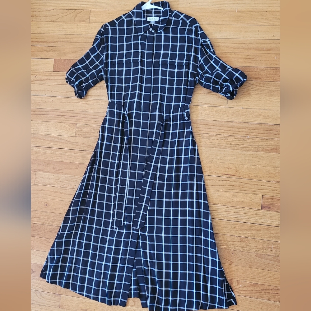 COPY - Calvin Klein Plaid Shirt Dress Long